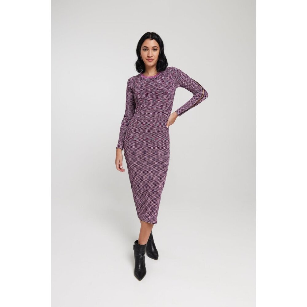 NWT KADA THE SPACE DYE RIBBED SWEATER MIDI DRESS WILD BERRY LARGE - Picture 2 of 14